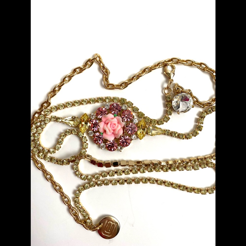 Rhinestone Chain Belt and Brooch